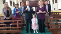 Pat, Kay White and their family in Kilmovee Church today